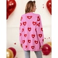 thumbnail image 4 of Women's Open Front Cardigan Sweaters Valentine's Day Cute Heart Sweater Fall Fashion Cable Knit Winter Long Sleeve Button Down V Neck Cardigan Alsol Lamesa, 4 of 6