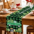 thumbnail image 5 of St. Patrick's Day Table Runner - 120 Inch Long Green Truck Lucky Shamrocks Farmhouse Check Cotton and Linen Blended Dress Scarves Farmhouse Table Runner for Kitchen Dining, Coffee Table, 13" x 120", 5 of 8