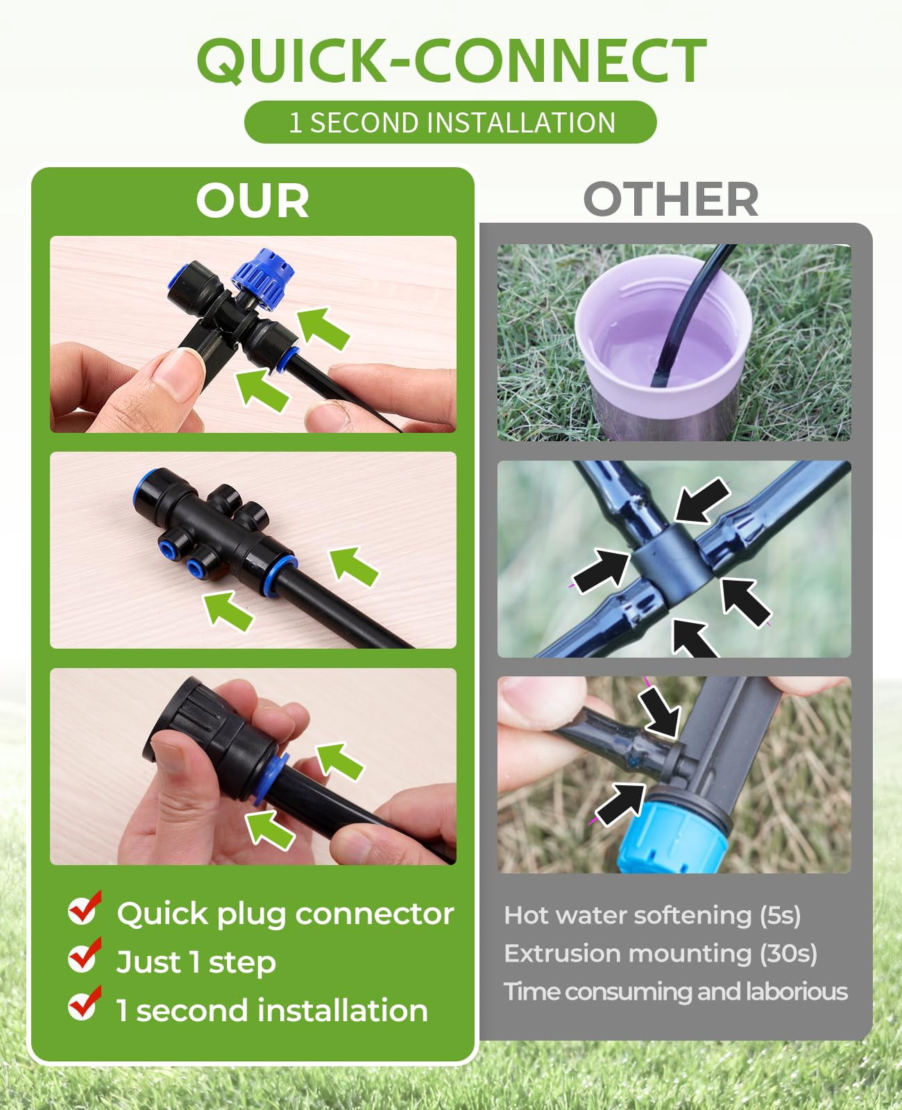 50/220FT Garden Watering System Drip Irrigation Kit for Plant Saving Water Automatic Irrigation Equipment for Patio Lawn
