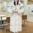 thumbnail image 5 of TKLPEHG Women Jacket Winter Thickened Long Down Jacket Parka Warm Overcoat Hooded Puffer Jacket Outerwear with Pockets (White,M), 5 of 9