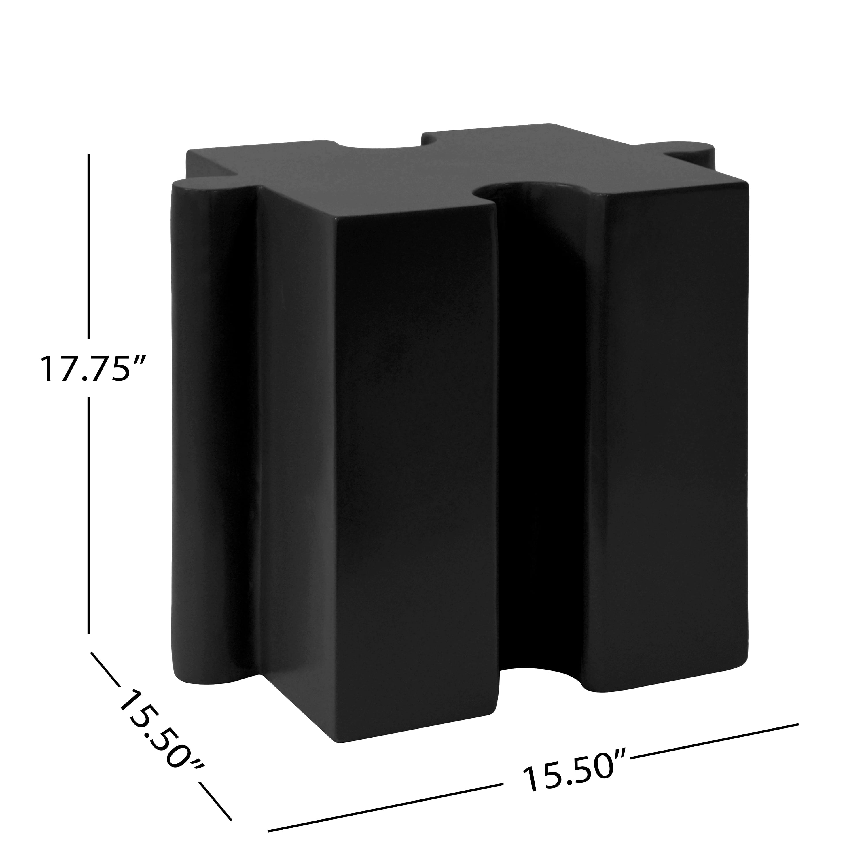 Puzzle Art Side Table, Outdoor Modular Concave Edge Table for Patio Garden Indoor Outdoor, Black