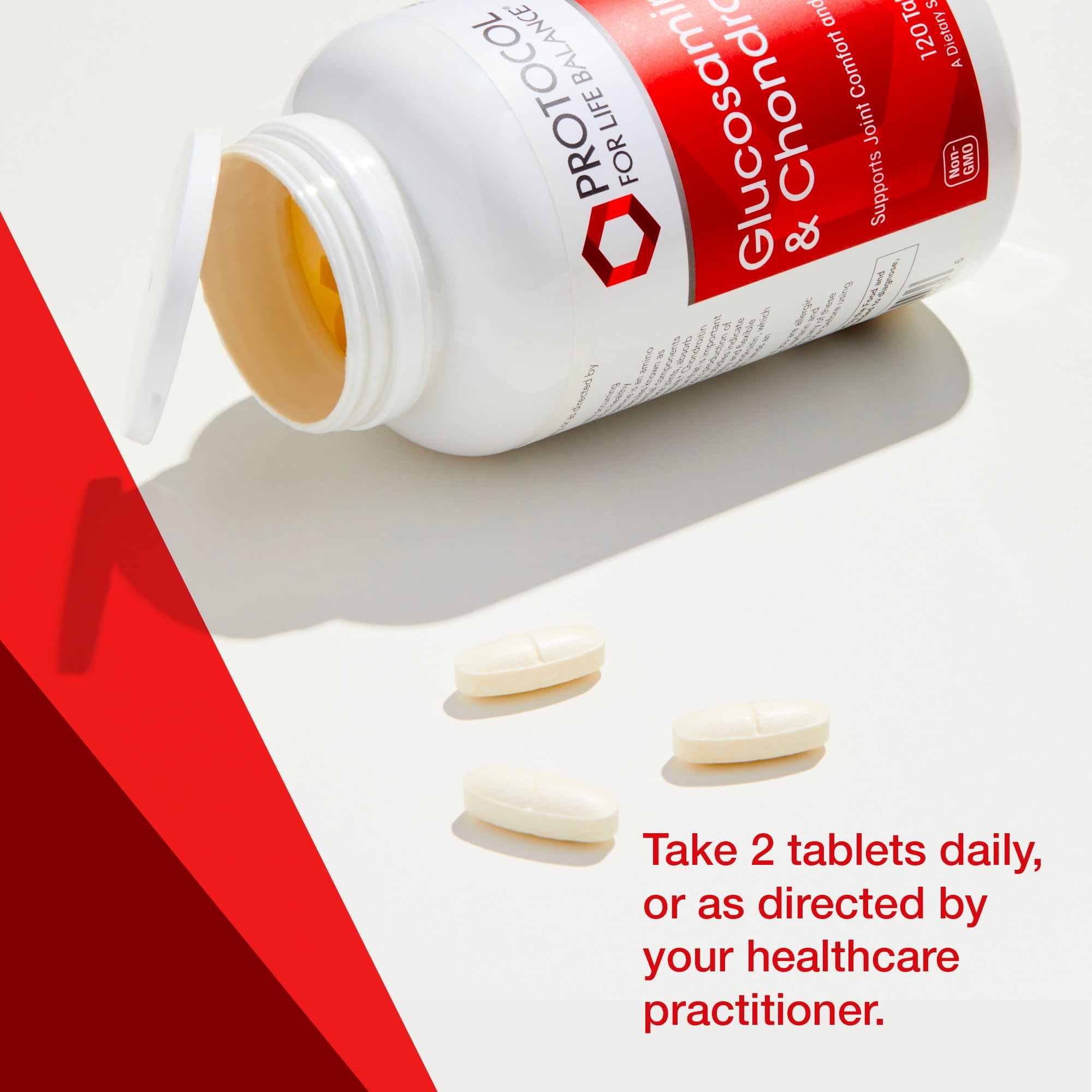 Protocol For Life Balance - Glucosamine and Chondroitin - Extra Strength Formula to Support Healthy Joint Function and Promotes Stronger Bones and Cartilage - 120 Tablets
