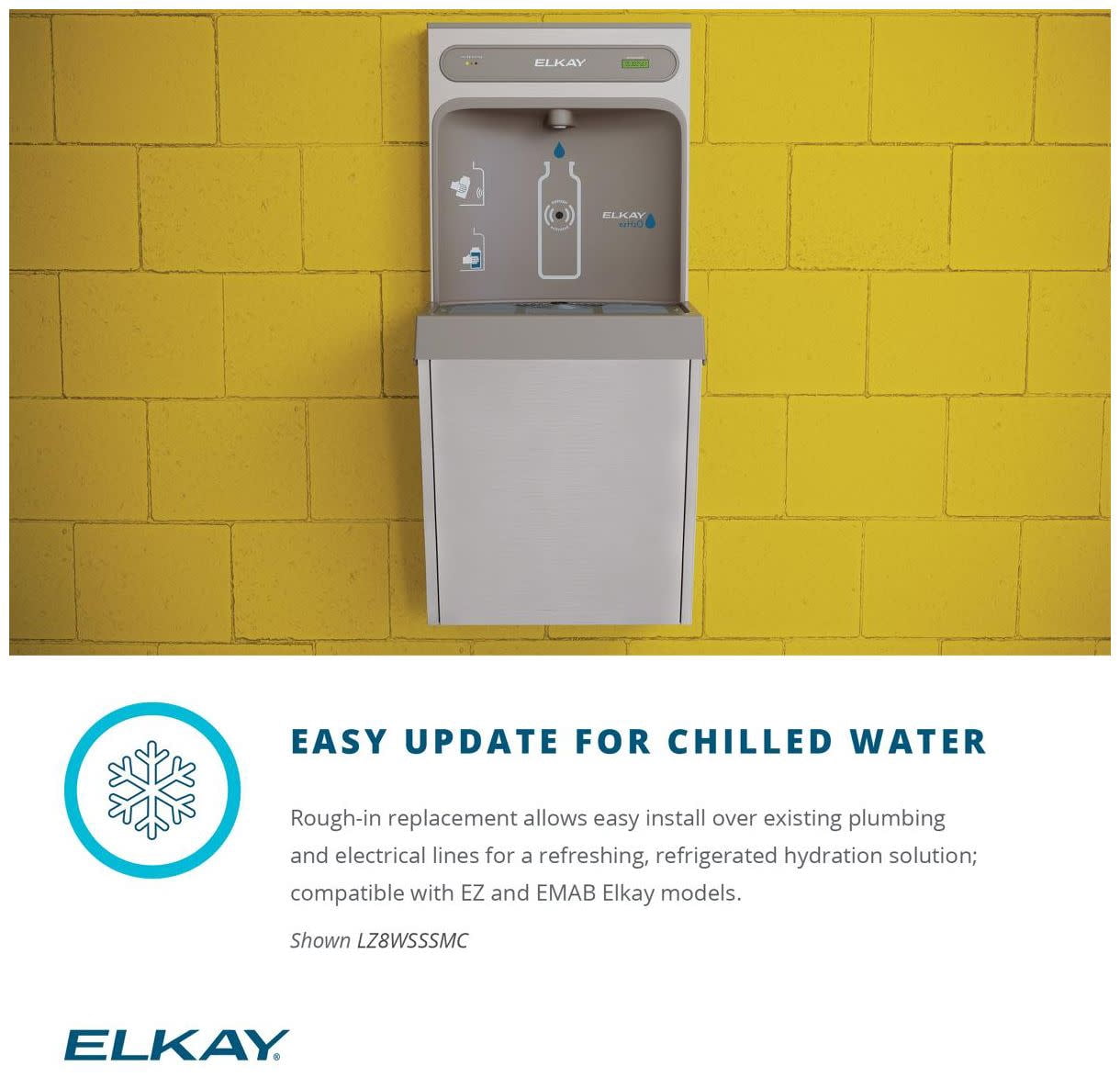 Elkay Stainless Steel Wall Mount 3000 gal Bottom Loading Water Cooler