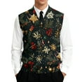 thumbnail image 2 of Resicozy Mens Christmas Sweater Vest Funny Xmas Print Holiday Vests V-Neck Casual Cardigan Vest Dark Green S, 2 of 7