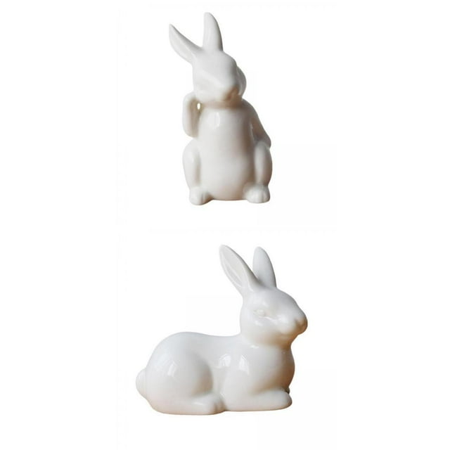 GUOOL 2 Pieces Modern Ceramic Rabbit Figurine, Sculpture Decor Ornament Bunny