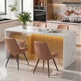 thumbnail image 2 of Hawsaiy 5 Piece Dining Table Set for 4, 63" Faux Marble Dining Table with LED Lights & Storage Cabinet, Kitchen Table and 4 PU Leather Upholstered Dining Chairs, White, 2 of 10
