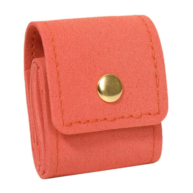 3 mini estuches de viaje para joyas, bolsa para joyas con botón a presión, bolsa pequeña para joyas, caja para anillos Naranja