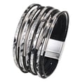 thumbnail image 2 of Pulsera para mujer, a la moda, con cierre magnético, duradera, tipo brazalete, fácil de usar. Negro, 2 of 9