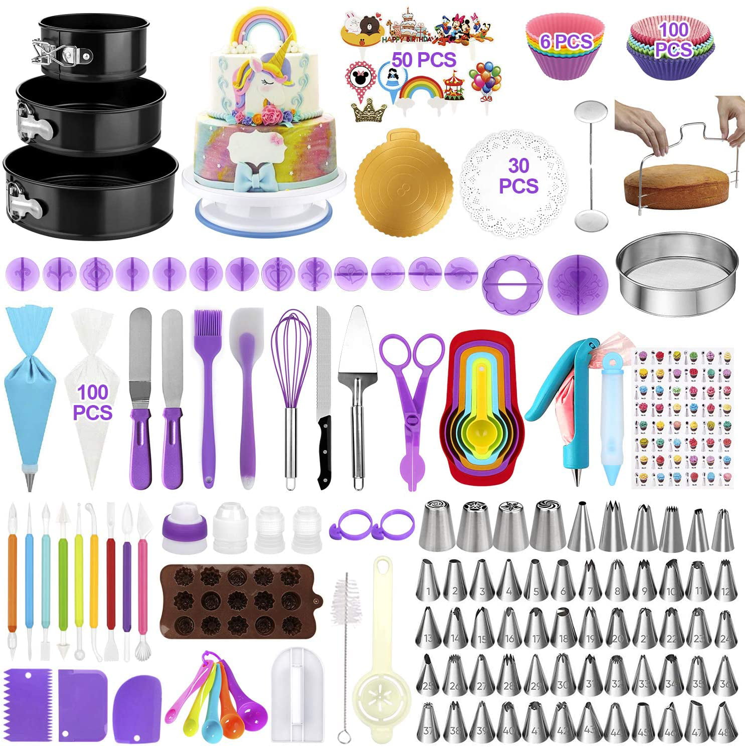 Piping Nozzles Kit for Cake Decorating Tool Large Stainless Steel Icing Piping Tips for Baking Fondant Cupcake Pastry 27 Pcs 