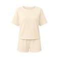 thumbnail image 6 of FAHUOMU Womens Pajamas Set 2 Piece Short Sleeve Crewneck Tops With Elastic Waist Shorts Sleepwear Soft Breathable Loungewear, 6 of 10
