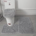 thumbnail image 4 of Alfombrilla de baño para inodoro, alfombrilla antideslizante de PVC para bañera, alfombra de lana de seda de tres piezas, 4 of 6