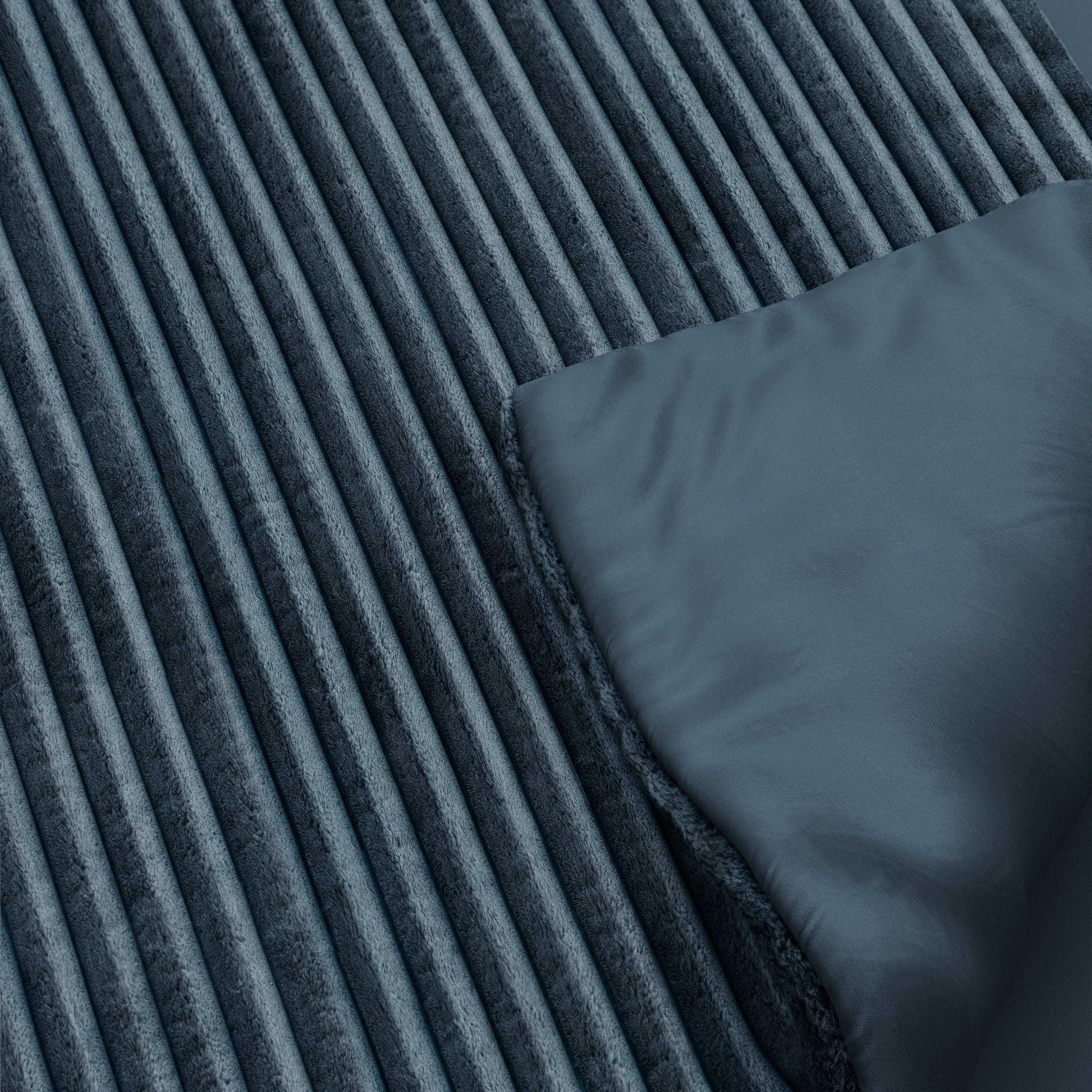 Mainstays Kids Dark Blue Solid Plush Ribbed Corduroy Comforter Set, Twin, 2 Pieces