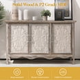 thumbnail image 2 of Heynemo Vintage Storage Cabinet with 3 Carved Doors, Rustic Buffet Sideboard for Kitchen, Dining Room, Living Room, Bedroom, Wash Gray, 2 of 8