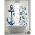 thumbnail image 5 of Blue Anchor Sheer Curtains 108 Inch Long 2 Panels, Watercolor Hope Anchors The Soul Linen Texture Light Filtering Rod Pocket Curtains, Sheer Voile Drapes for Living Room Bedroom, 52"x108", 5 of 8