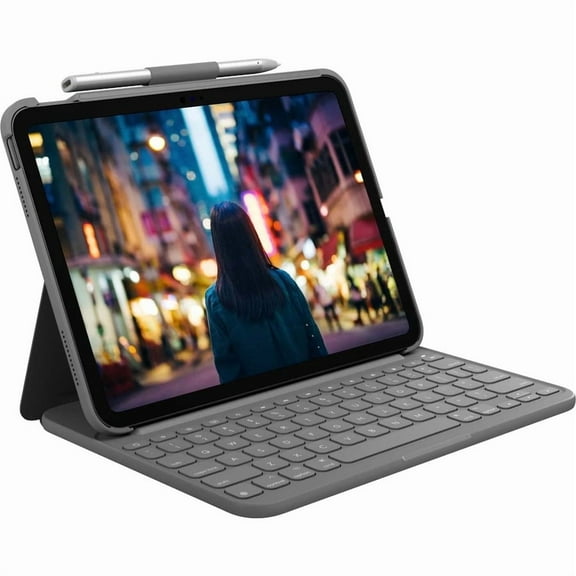 Pre-Owned Logitech Slim Folio Keyboard Case for iPad (10th gen & A16) with Integrated Bluetooth Wireless Keyboard, Gray