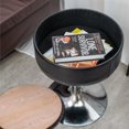 thumbnail image 6 of Black Vanity Stool, Big Size Round Leather Vanity Chair for Living Room, Coffee Table, Modern Accent Stools, 360°Swivel Makeup Ottoman Foot Rest, 6 of 14