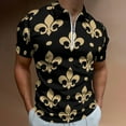 thumbnail image 2 of Gold & Black Fleur De Lis - Saints Fans Louisiana Men Zipper T-shirt Summer Casual Short Sleeve T-shirt Top, 2 of 7