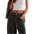 thumbnail image 2 of Women'S Corduroy Pants Mid-Rise Elastic Waist Cord Pant Casual Wide Leg Baggy Trouser with Pockets Dark Green XL, 2 of 9