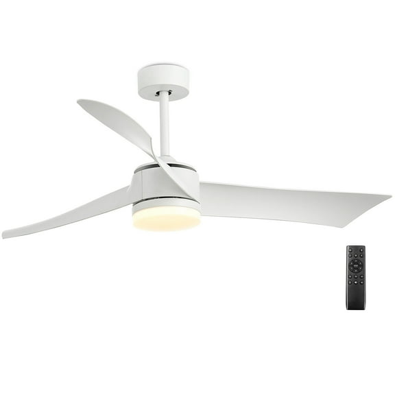 Gymax 52'' Reversible Ceiling Fan with Light 2700K/4200K/6500K LED Ceiling Fan White