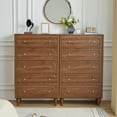 thumbnail image 5 of YOCWO 5 Drawer Fluted Dresser for Bedroom, Mid Century Chest of Drawers with Arc Edge, Wood Storage Large Tall Dresser Organizer for Bedroom Living Room Hallway Closet, Walnut, 5 of 8