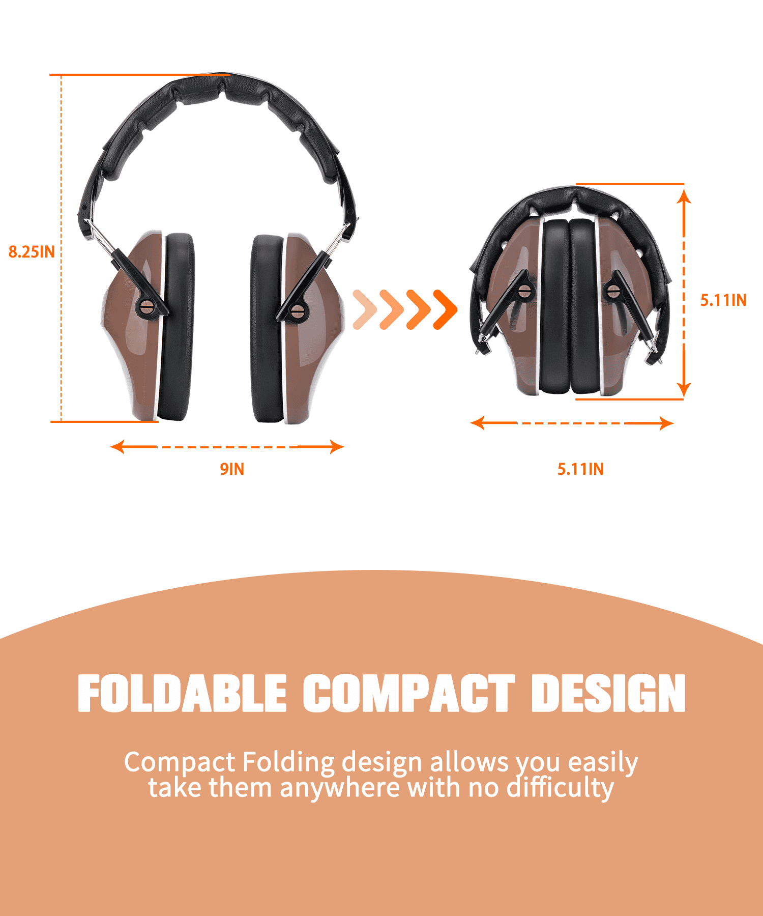 ZOHAN 032 Kids Noise Canceling Headphones, 28dB SNR Kids Earmuffs for Fireworks, Party, School-Brown