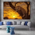 thumbnail image 2 of Mudket Framed Leopard on Tree in Golden Sunset Canvas Wall Art, Jungle Leopard Print Wall Decor, Trendy Animal Wall Art Ready to Hang - 12"L x 8"W, 2 of 10