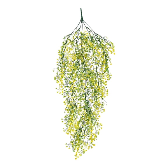 Taicans 2Pcs Realistic Artificial Hanging Plant 31.5in,Silk Yellow Flowers & Green Leaves for Indoor Outdoor Decor,Wall Ceiling Wedding Home Decor,Easy to Hang