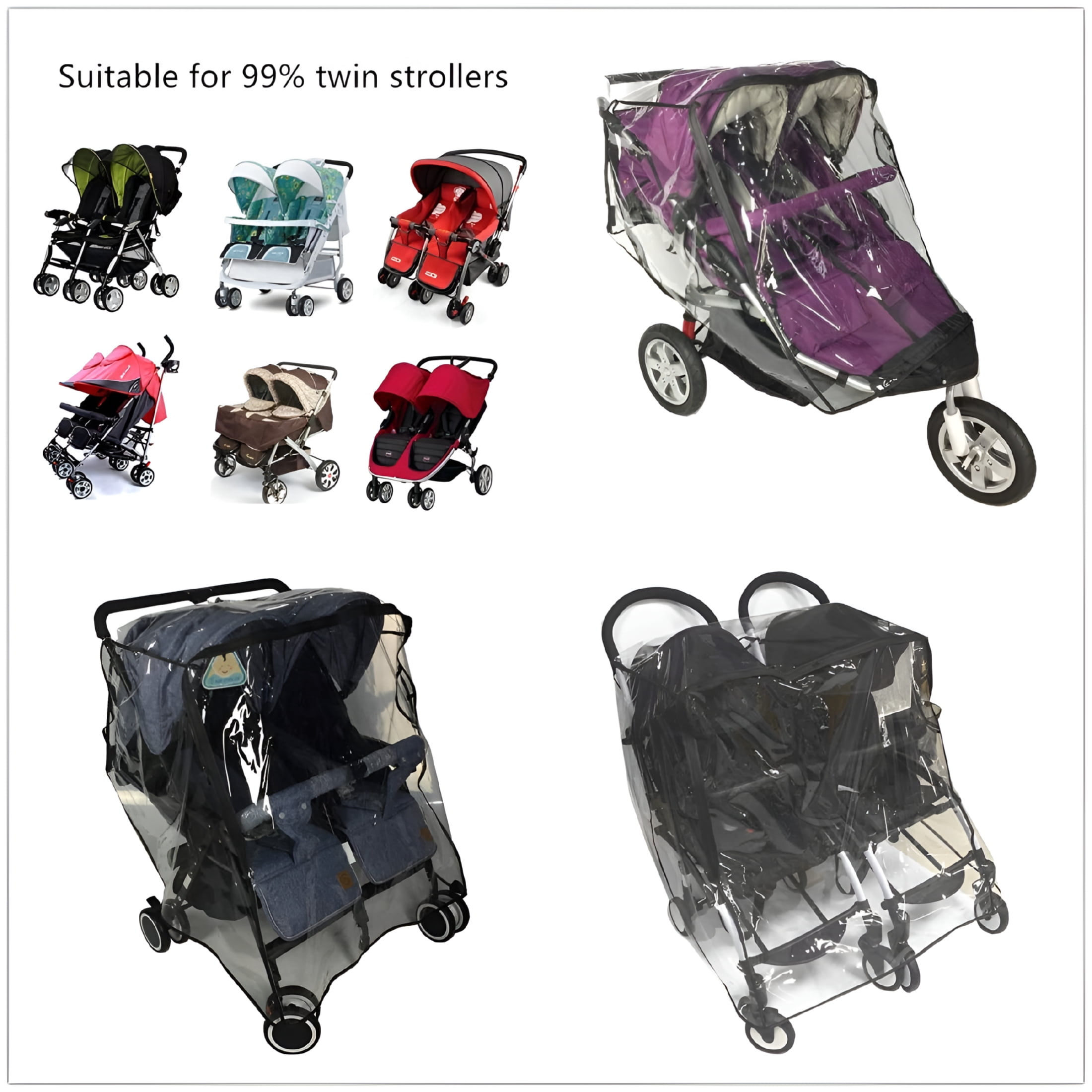LADYGYM 2026 New Stroller Rain Cover,Universal Rain Cover for Side By Side Baby Stroller,Double Stroller Cover for Rain and Wind,Baby Outdoor Activities Accessories.