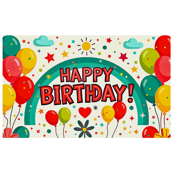 Colorful Happy Birthday Banner with Balloons Rainbow and Stars Background Backdrop Party Supplies Photography Props for Birthday Party Decoration Kids Celebration Photo Booth Decor