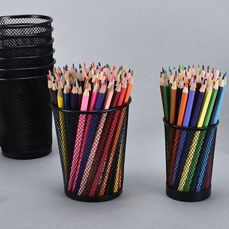 2-Pack Ceramic Pen Holders With Black Metal Stand - Glittery Rainbow Desk Organizer, 4.6x3.14 Inch, For Office, Home, Or Classroom