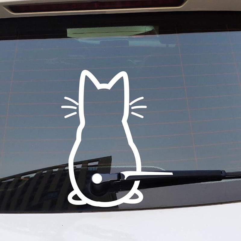 Funny Moving Tail Cat Car Sticker Window Wiper Decals Rear Windshield