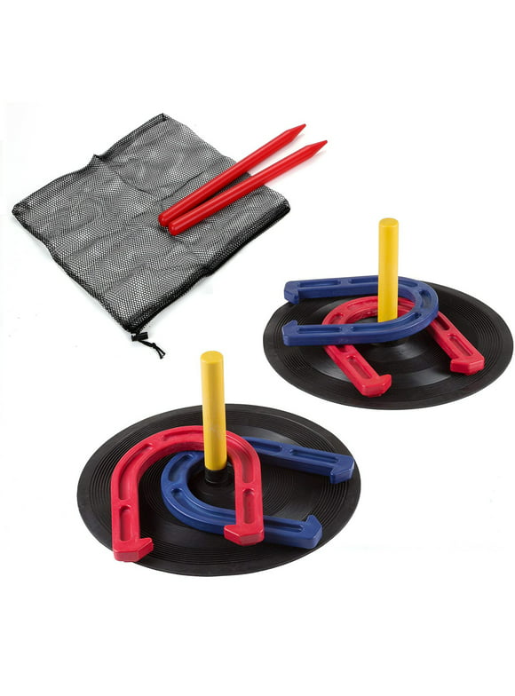 Rubber Horseshoes Game Set for Kids Adults Indoor Outdoor Play Tailgating Camping Backyard Beach Games