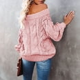 thumbnail image 5 of PiGOGI Women's Loose Neck Knitted Pullover Top Long Sleeve Casual Versatile Sweater Pink S, 5 of 6