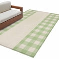 thumbnail image 2 of Green Plaid Washable Area Rugs 4'x6', Retro Country Green Plaid Linen Texture Low Pile Throw Living Room Rug Non-Slip Sturdy Edge Binding Carpet for Indoor Entryway Bedside Kitchen, 2 of 9