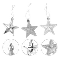Toyandona Silver Christmas Star Ornaments: 18pcs Glitter Star Hanging Ornaments, Small Stars Christmas Tree Stars Decor Christmas Tree Hanging Decors