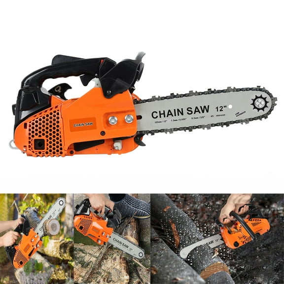 Trendix 12-Inch 25.4cc Gas Chainsaw, 2-Stroke Engine Chainsaw with Automatic Oiler, Lightweight Design for Wood Cutting and Logging