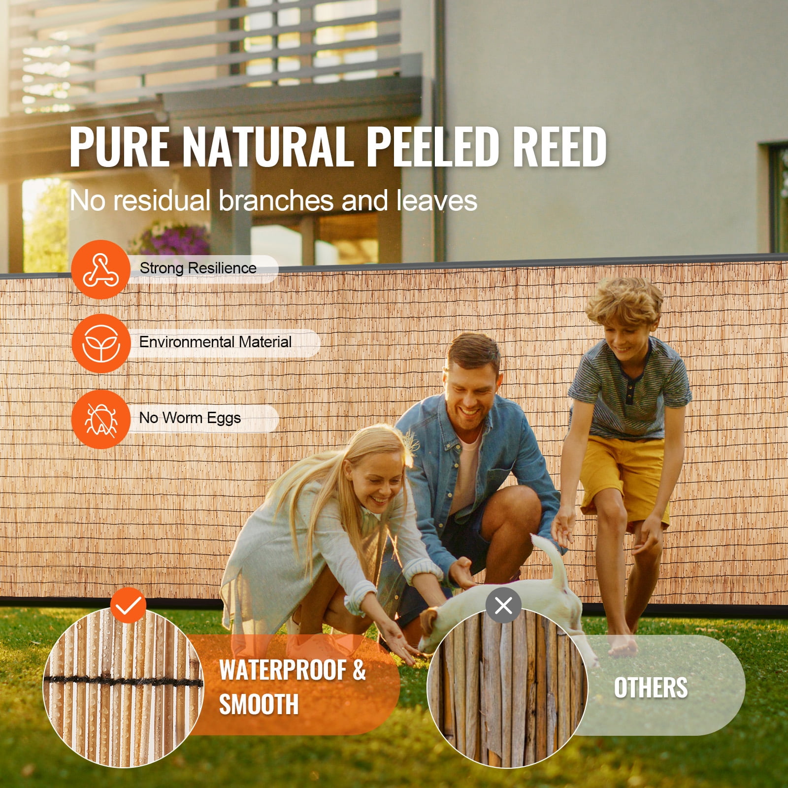 KFFKFF Natural Reed Fence Roll, 4 ft x 16.4 ft, Decorative Screen for Outdoor Spaces, Privacy Divider for Garden, Patio, and Backyard