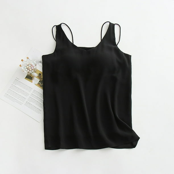 Pijama de manga corta para mujer, de gasa, con cuello en V y tirantes, para verano. Blusa de poliéster para mujer.