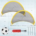 thumbnail image 4 of KAKOWELY Juego de fútbol para niños, 2 mini porterías de fútbol con 1 balón, 1 inflador y 4 clavos de hierro para entrenamiento al aire libre (red de 68 cm), 4 of 4