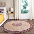 thumbnail image 2 of Indian Handmade Braided Multi Color Cotton with Natural Jute Round Rugs , Home Decor Carpet Size 2 x 2 Feet Round ( 60 cm x 60 cm), 2 of 3