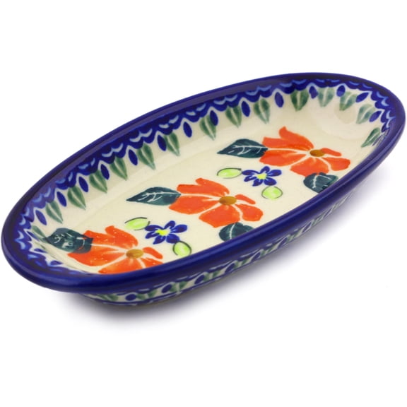 Polish Pottery 5½-inch Condiment Dish (Grecian Fields Theme) Hand Painted in Boleslawiec, Poland   Certificate of Authenticity