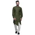 thumbnail image 1 of Atasi Mandarin Collar Mens Kurta Shirt Solid Cotton Flex Long Kurta For Boys-XXXX-Large, 1 of 6