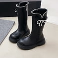 thumbnail image 2 of Quealent Girls' Knee High Riding Boots Cute Bow Riding Boots Non Slip Side Zipper Boots Tall Waterproof Winter Boots Black for Size 11, 2 of 8