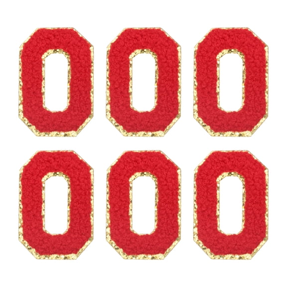 Uxcell Letter O Chenille Letter Patches Self Adhesive Stick on Embroidered Patch for Clothing Repair(Red, Pack of 6)