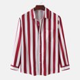 thumbnail image 2 of Odeerbi Mens Fall Tops Trendy Winter Single Side Pocket Stand Collar 2024 Long Sleeve Striped Shirt Top Red, 2 of 9