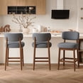 thumbnail image 6 of Hawsaiy Counter Height Bar Stools Set of 2, Mid Century Modern Boucle Barstools with Solid Wood Frame, Upholstered Kitchen Island Stools with Backrest & Footrest, Gray, 6 of 6