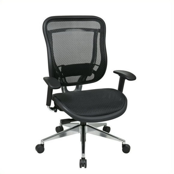 SPACE Seating Breathable Mesh High Back and Seat, Ultra 2-to-1 Synchro Tilt Control, Seat Sliderl and Polished Aluminum Finish Executive Chair