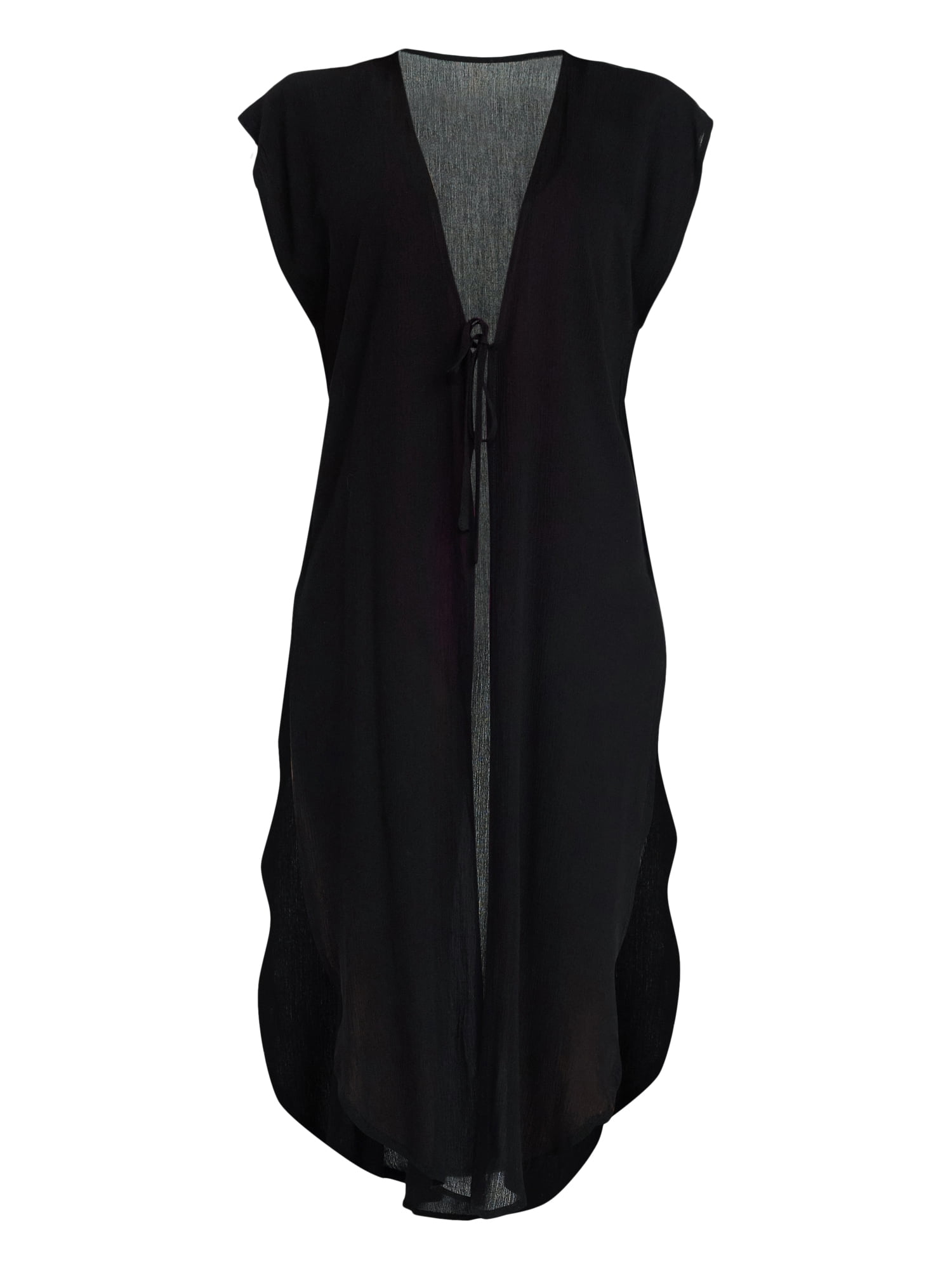 Time and Tru Women's Tie Front Coverup, Size XXL/XXXL, Black Soot