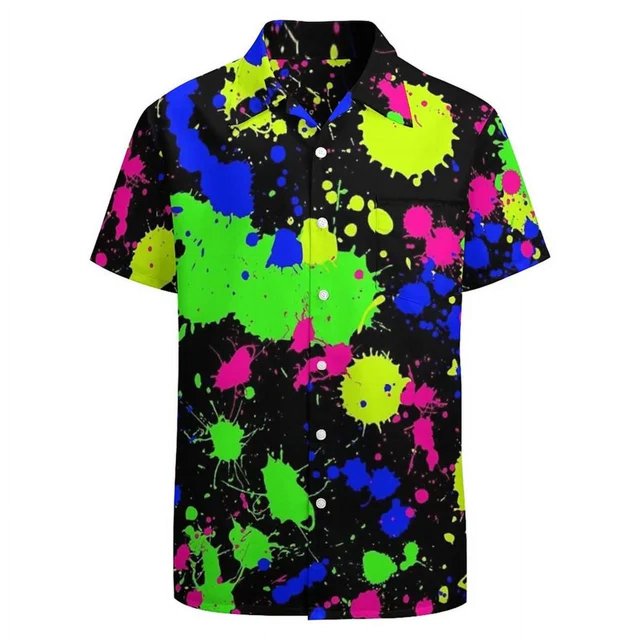 Classic 3D Printed Hawaiian Men's Shirts with Fun Retro Patterns Party Shirts Short Sleeved Button Up Shirts Summer Street Y2K