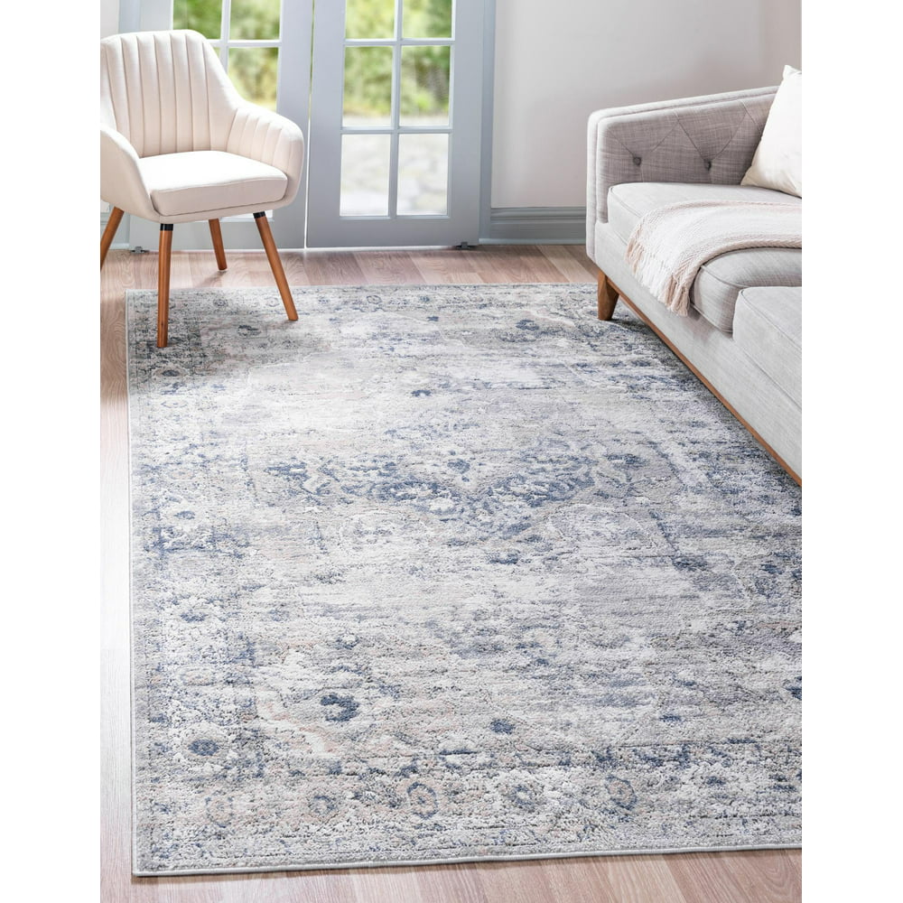 Rugs.com Oregon Collection Rug – 6' x 9' Gray Low-Pile Rug Perfect For